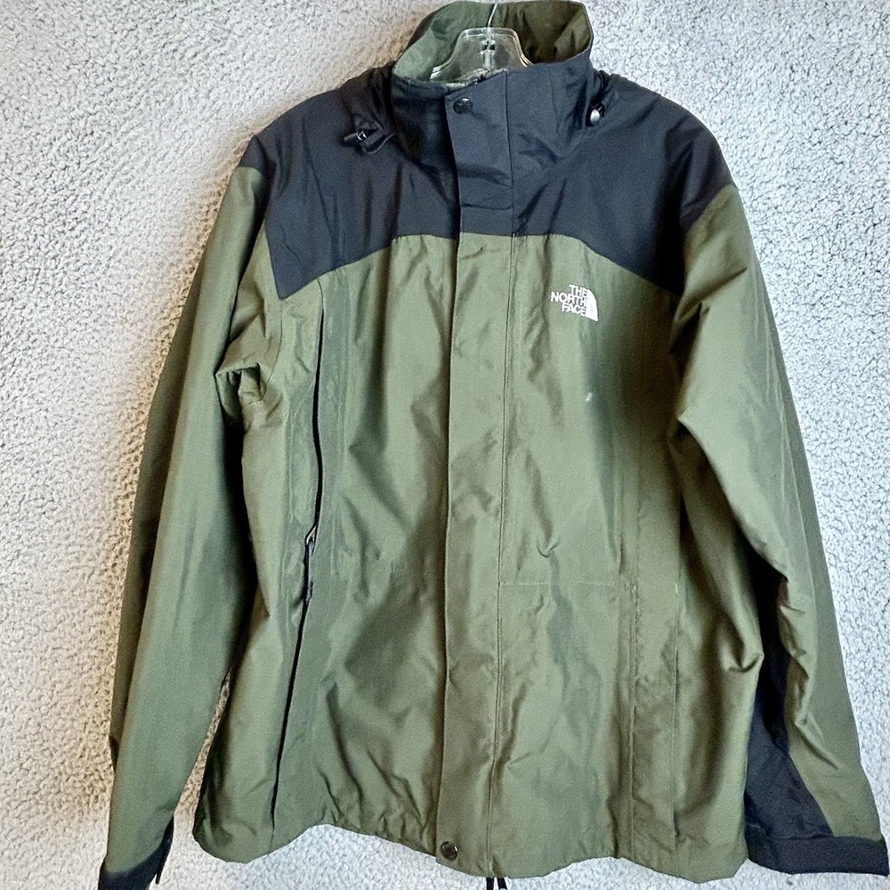 VINTAGE NORTH FACE MEN'S Hyvent Mountain JACKET Size Medium GREEN & BLACk